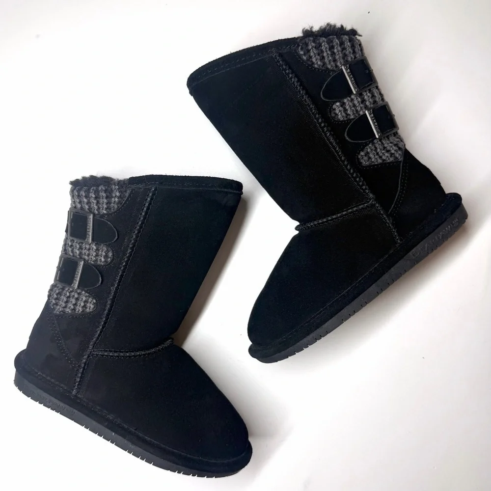 Bearpaw Girl's Boshie Black Suede Water Resistant Boots - Size 13